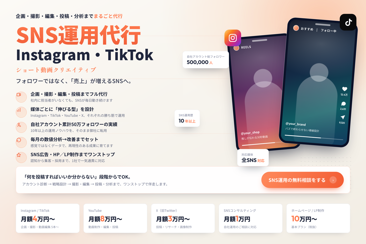 SNS運用代行
（Instagram・TikTok）
